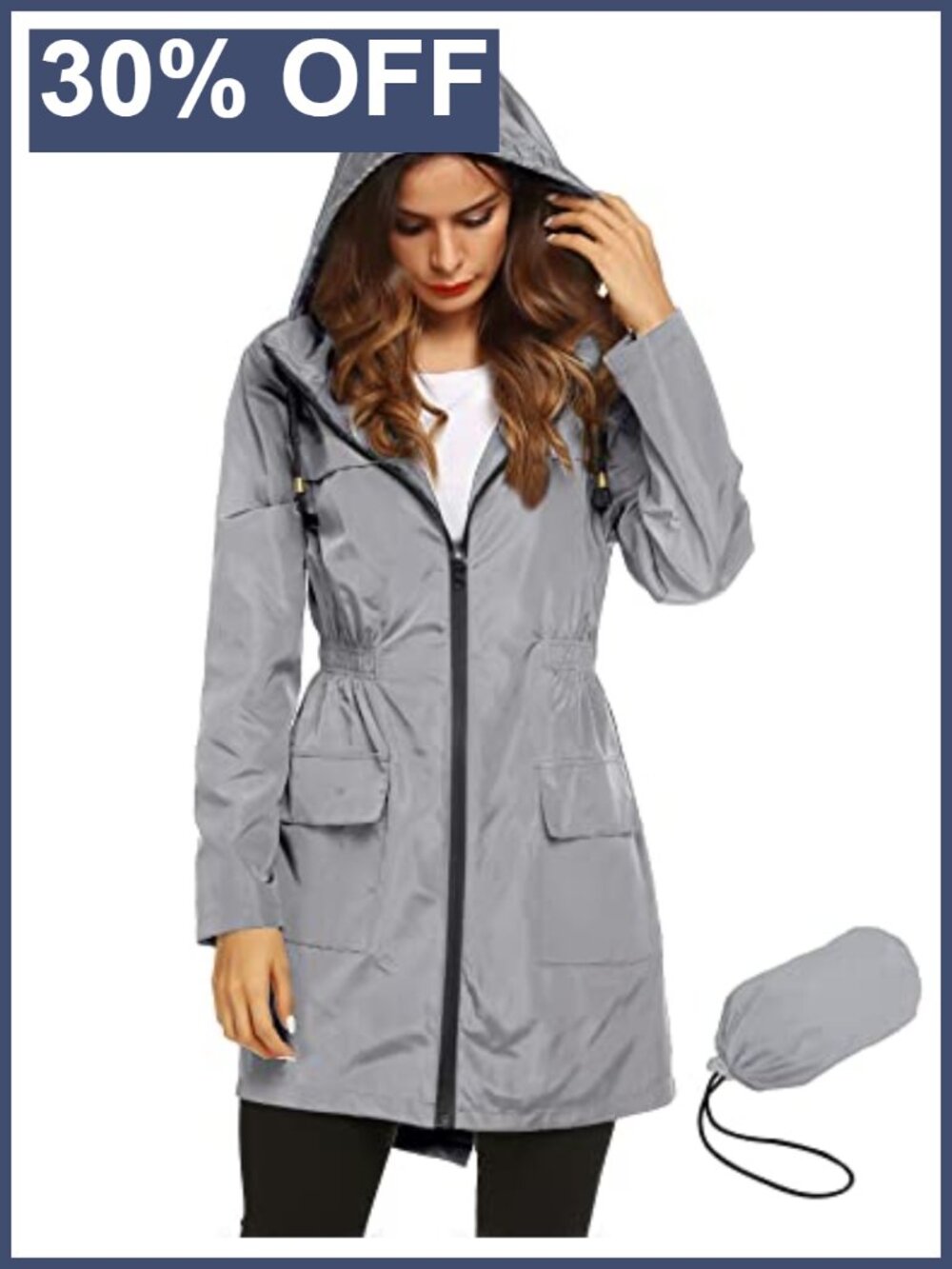 Waterproof Lightweight Rain Jacket Hooded Packable Outdoor Raincoat